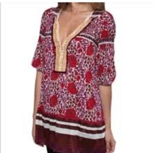 Free People tunic Top V Neck Floral Women’s Blouse